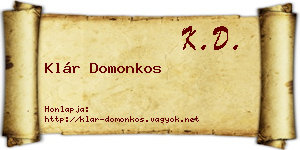 Klár Domonkos névjegykártya